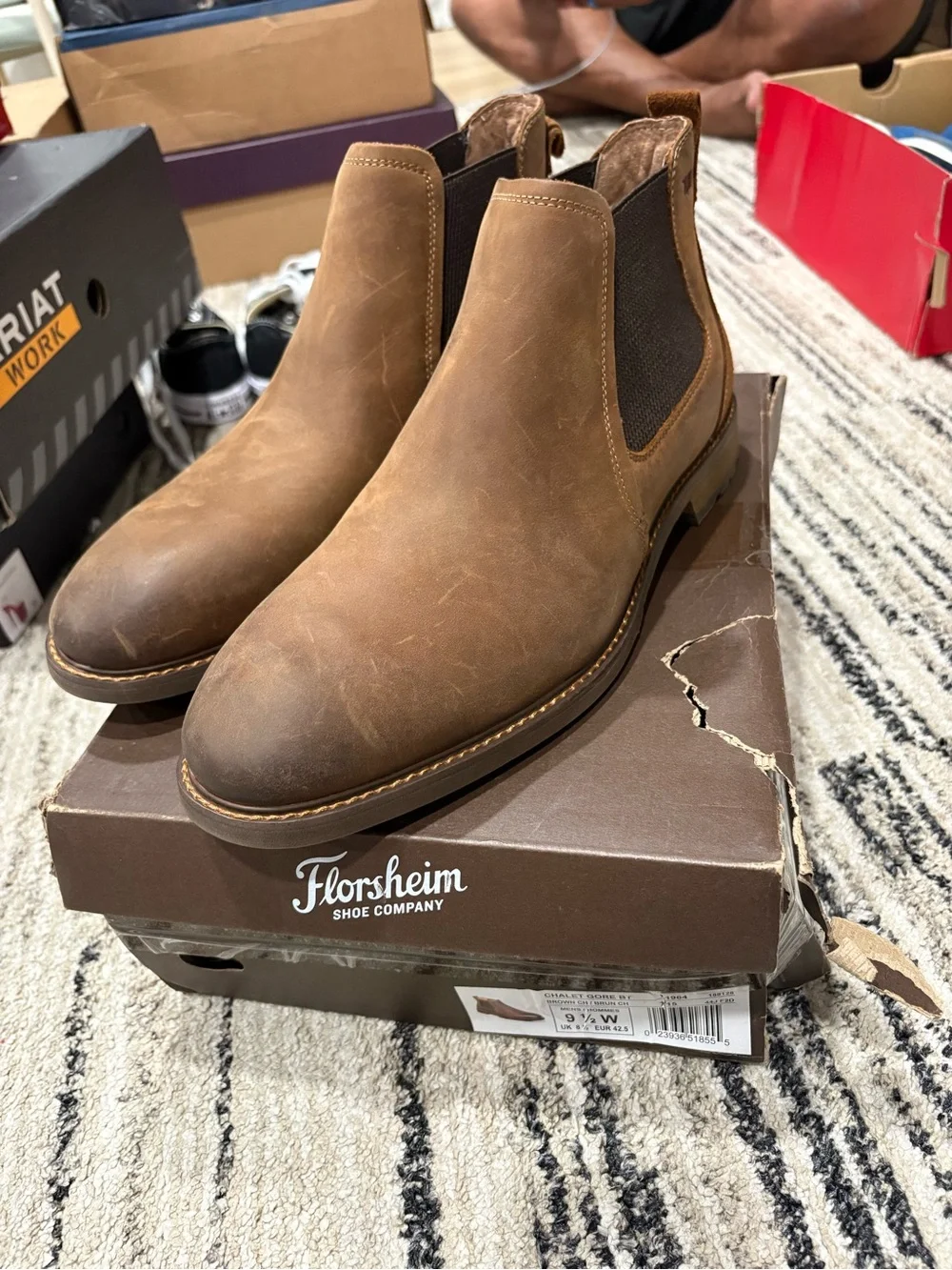 Florsheim Tan Leather Chelsea Boot with Dark Elastic Side Panels